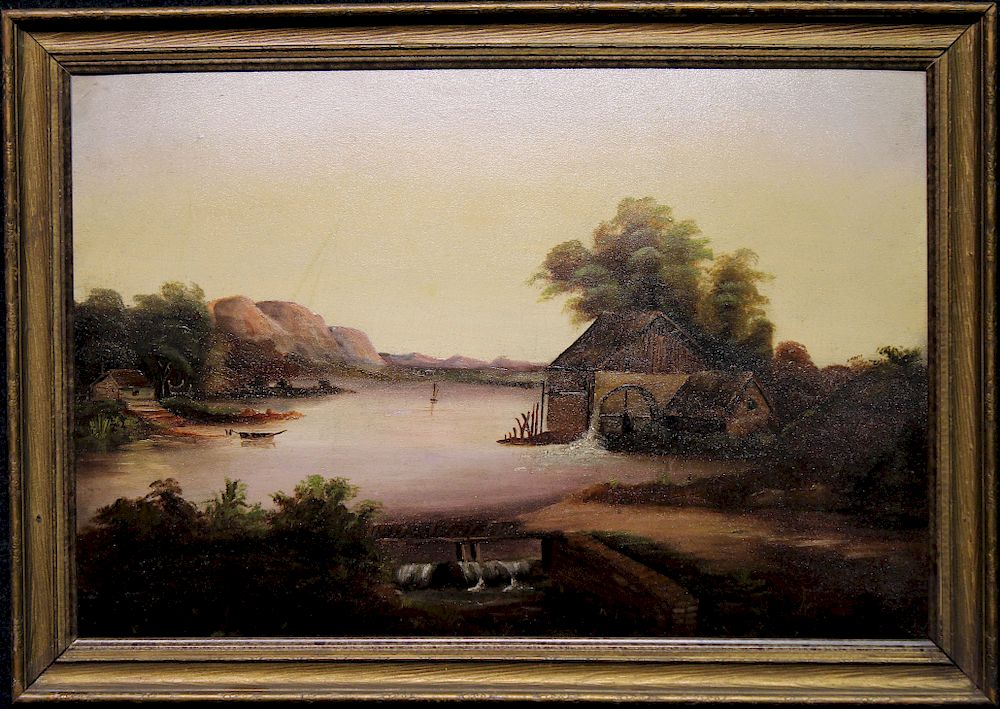 Appraisal: th C Primitive Hudson River School Landscape th C Primitive