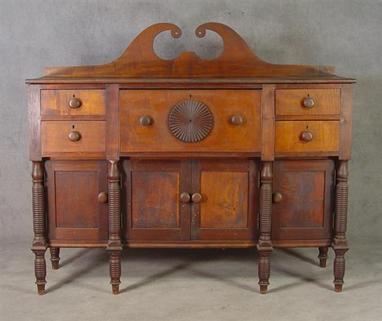 Appraisal: North Carolina Figured Walnut Cherry Country Sideboard Mid th Century