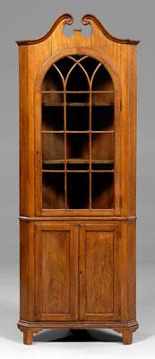 Appraisal: Chippendale style corner cupboard diminutive single-case construction pine and poplar