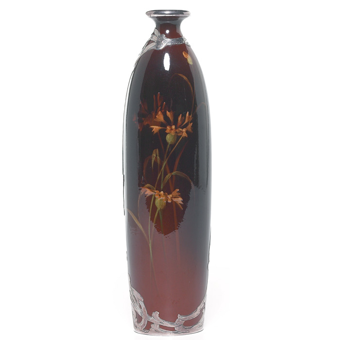 Appraisal: Exceptional Weller Louwelsa vase brown glaze with a painted floral