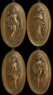 Appraisal: Group of Four French Oval Bronze Relief Plaques Group of