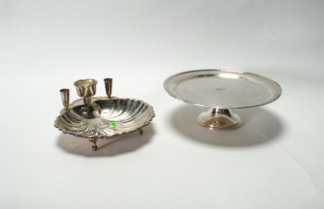 Appraisal: Two silver plate serving items including shell motif hors d'oevres