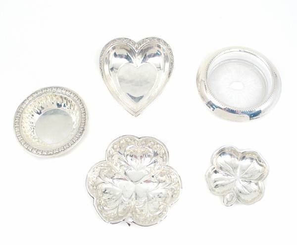 Appraisal: A group of sterling and sterling mounted glass items Comprising