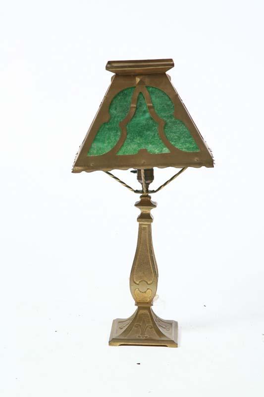 Appraisal: TABLE LAMP Brass lamp on a square base with a