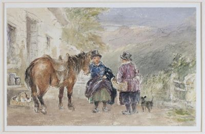 Appraisal: F J Collingridge late th Century Welsh Figures Watercolour over