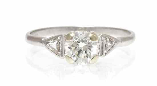 Appraisal: A Platinum and Diamond Ring containing one round brilliant cut