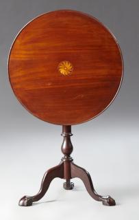 Appraisal: Edwardian Inlaid Mahogany Tilt Top Tea Table earl Edwardian Inlaid