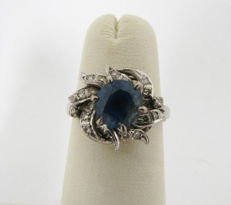 Appraisal: An K WG Vintage Sapphire Diamond Lady's Ring