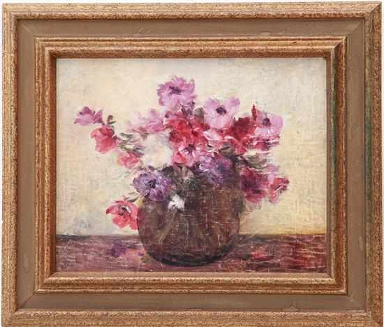 Appraisal: Continental school early th century FLORAL STILL LIFE oil on