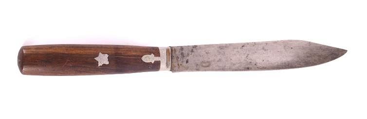 Appraisal: Blackfoot LF C Pewtern Inlaid Trade Knife th C The