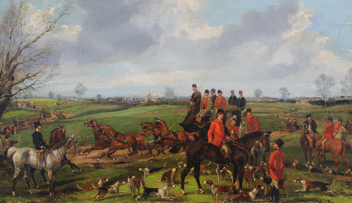 Appraisal: FOX HUNT THEMED PAINTING AFTER ALKEN Depicts a Large Gathering