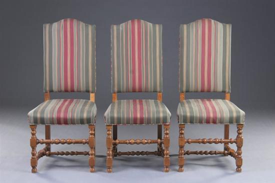 Appraisal: SET EIGHT WILLIAM AND MARY STYLE CHAIRS th century oak