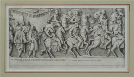 Appraisal: A set of six Bartoli prints decorated with classical Roman