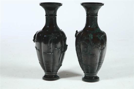 Appraisal: PAIR OF VASES Asian late th-early th century bronze In