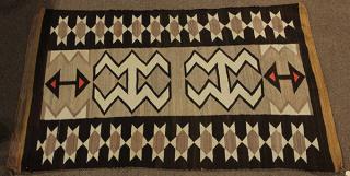 Appraisal: Navajo pictoral carpet natural wool ' x ' Navajo pictoral