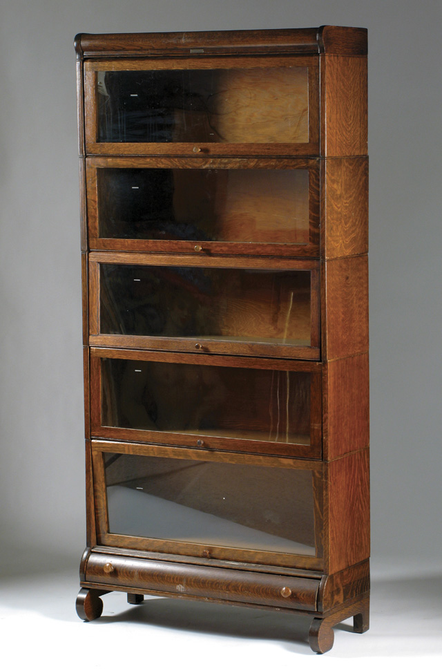 Appraisal: TALL STACKING OAK SECTIONAL BOOKCASE the C J Lundstrom Mfg