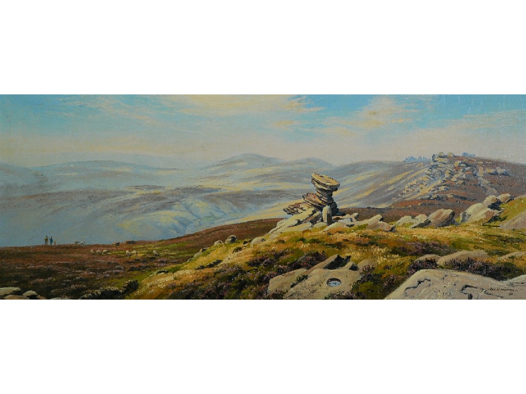 Appraisal: REX N PRESTON OIL PAINTING ON CANVAS Extensive moorland landscape