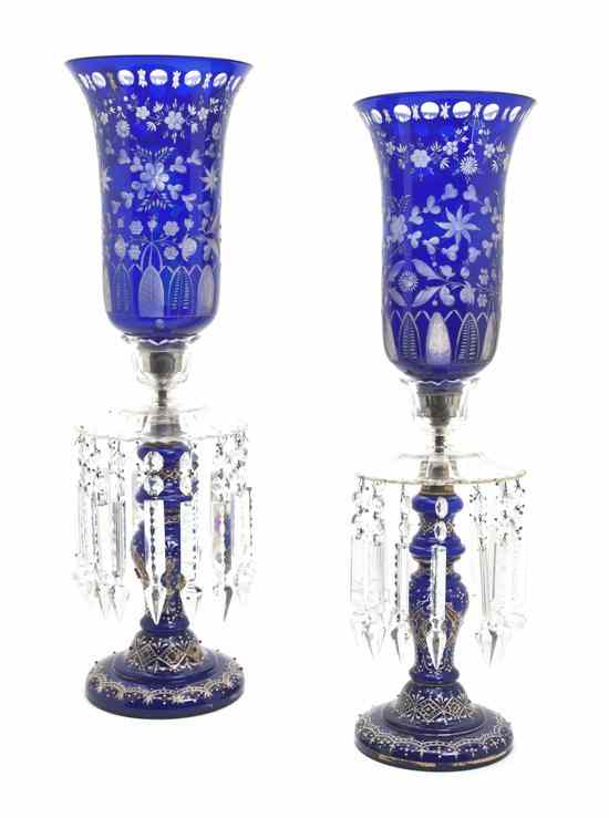 Appraisal: An Associated Pair of Bohemian Enameled and Cut to Clear