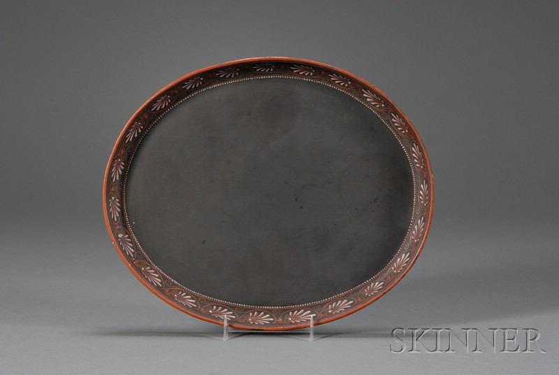 Appraisal: Wedgwood Encaustic Decorated Black Basalt Tray England late th century