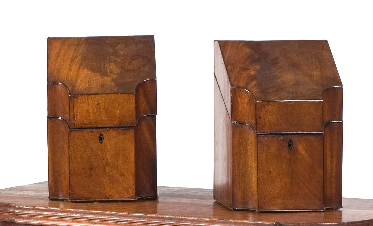 Appraisal: PAIR OF GEORGIAN MAHOGANY KNIFE BOXES Height inches width inches