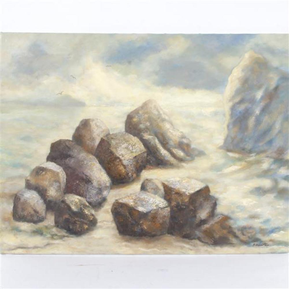 Appraisal: GERALD BERNSTEIN AMERICAN - SEA SEASCAPE WITH ROCKS ON THE