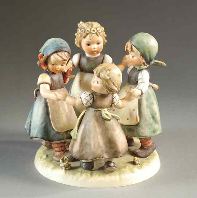 Appraisal: GERMAN HUMMEL PORCELAIN FIGURAL GROUP ''Ring Around the Rosie'' HUM