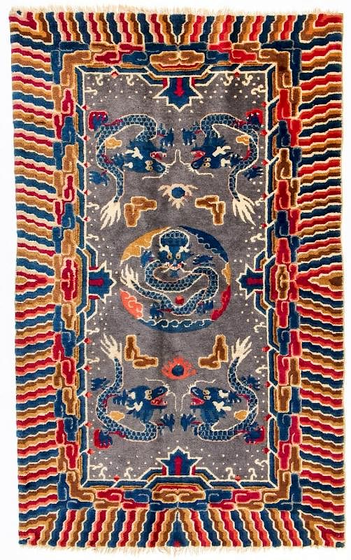 Appraisal: Antique Chinese Dragon Rug China ' '' x ' ''