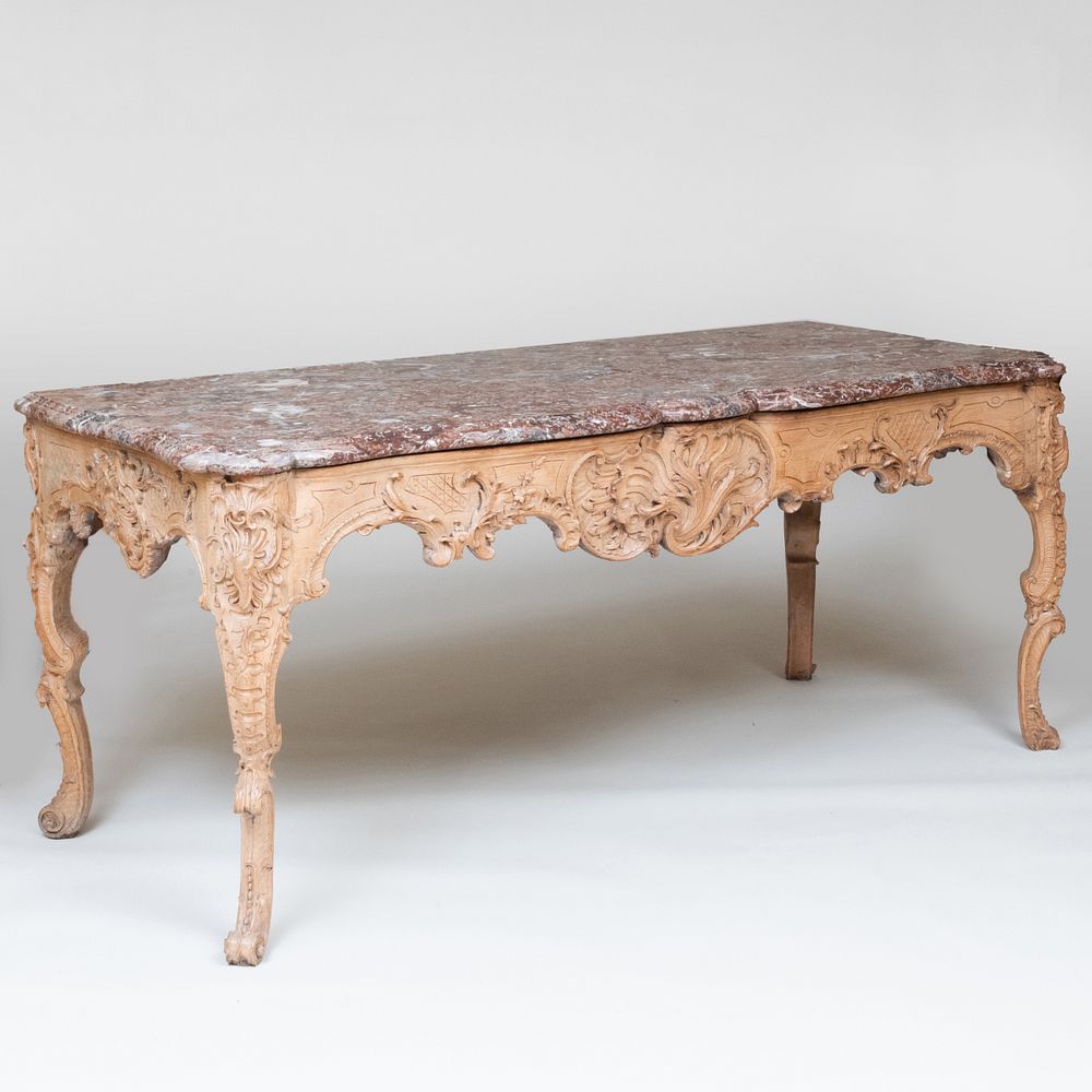 Appraisal: R gence Style Carved and Painted Oak Console Table Fitted