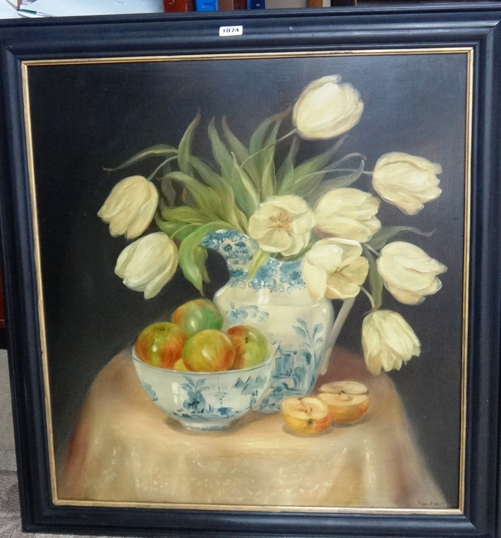 Appraisal: Mimi Roberts contemporary Still life of Tulips oil on board