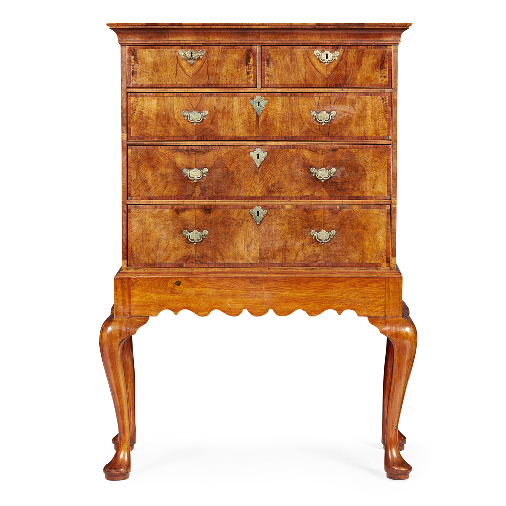 Appraisal: QUEEN ANNE WALNUT CHEST ON STAND TH CENTURY THE STAND