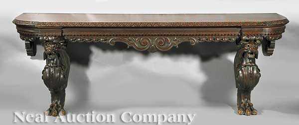 Appraisal: A Fine American Renaissance Carved Walnut Console Table mid- th