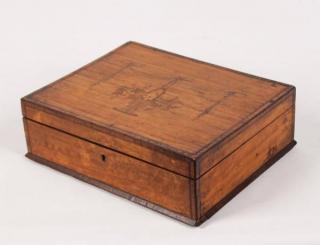 Appraisal: ENGLISH SATINWOOD INLAID JEWELRY BOX ENGLISH SATINWOOD INLAID JEWELRY BOX