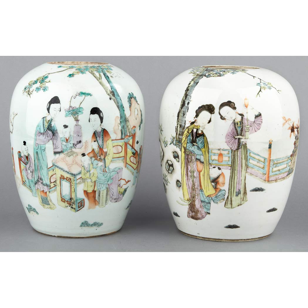 Appraisal: Pair of Chinese Famille Rose Glazed Porcelain Vases th Century