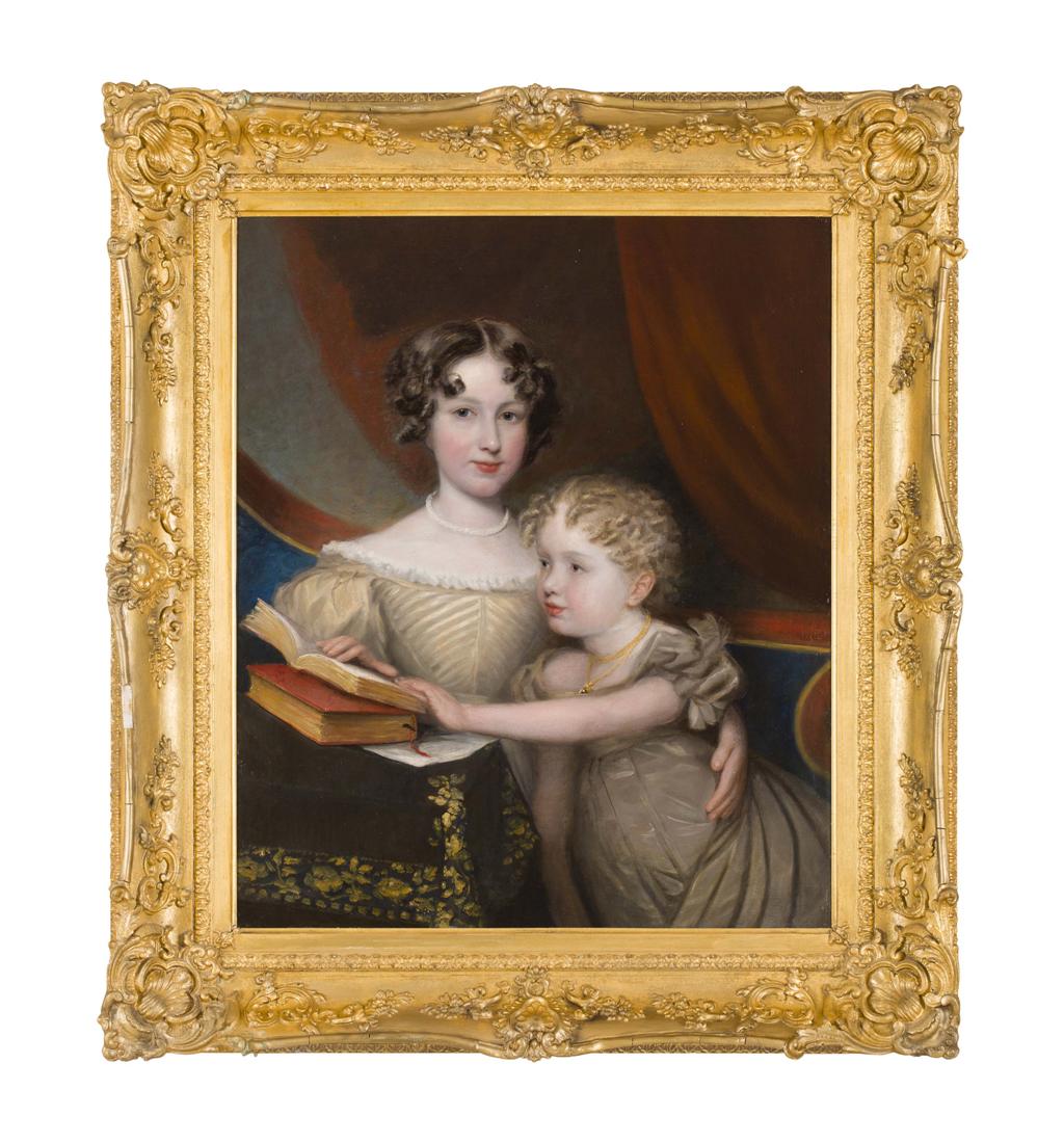 Appraisal: TH CENTURY ENGLISH SCHOOL STUDY OF TWO SISTERS READING A