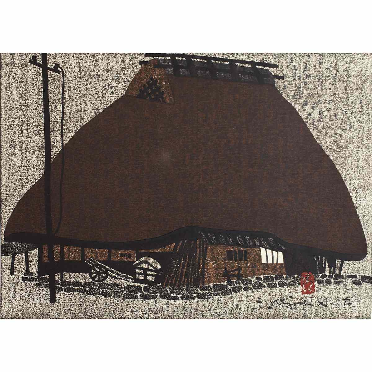 Appraisal: Kiyoshi Saito - FARM HOUSE KYOTO Modern woodblock print titled