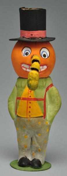 Appraisal: Halloween Heavy Composition Pumpkin Head Man Description Marked Germany Dressed