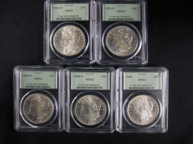 Appraisal: Morgan Silver Dollars gem uncirculated MS- certified graded by P