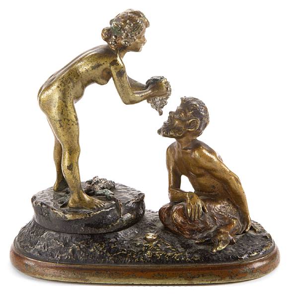 Appraisal: An Austrian cold painted bronze mechanical figural group circa unsigned