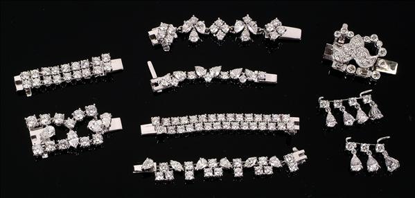 Appraisal: Nine assorted diamond set attachments for bracelets necklace and tiaras