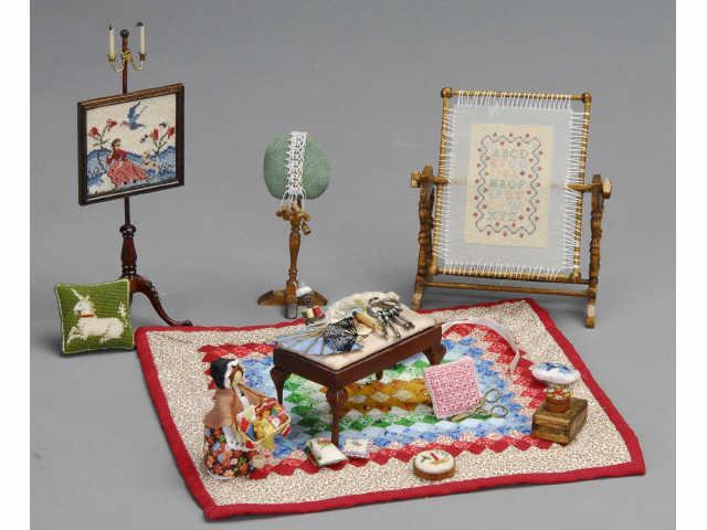 Appraisal: Needlework and Fans MN An assortment of needlework items Includes