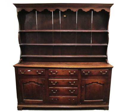 Appraisal: Fine George III Welsh oak two-part cupboard circa