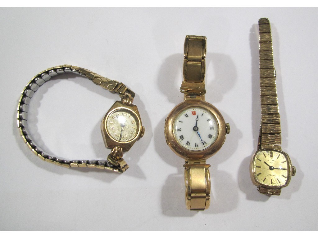 Appraisal: Three early mid th century ladies ct gold cased wrist