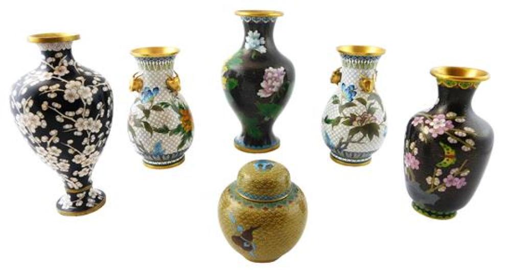 Appraisal: ASIAN Six pieces of cloisonn Chinese th C all with