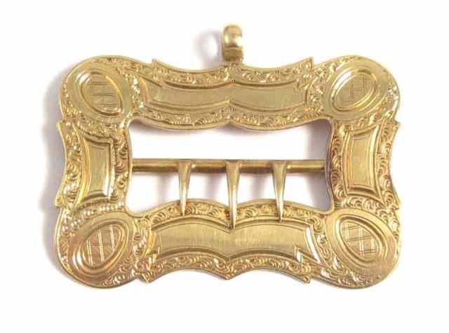 Appraisal: VICTORIAN FOURTEEN KARAT GOLD BUCKLE rectangular open frame design with