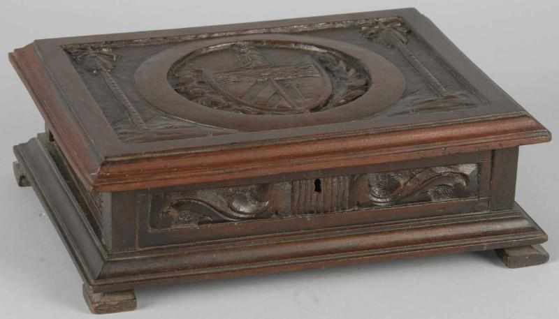 Appraisal: Carved Cuban Coat of Arms Humidor Description s Pre-embargo Condition