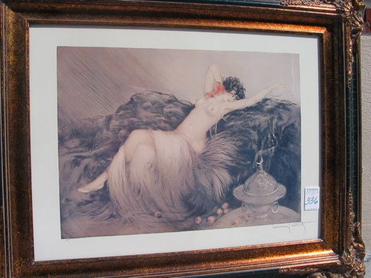 Appraisal: A COPY OF LOUIS ICART'S COLOR ETCHING Smoke in by