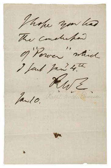 Appraisal: EMERSON Ralph Waldo Autograph letter signed laid into first edition