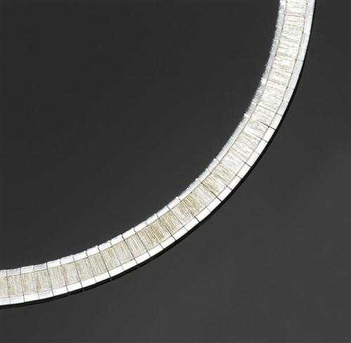 Appraisal: GOLD NECKLACE WITH BRACELET White gold g Classic flexible necklace