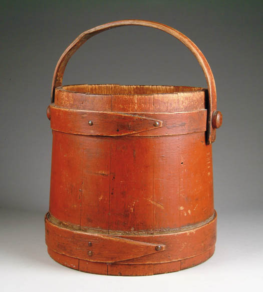 Appraisal: RED SWING HANDLED FIRKIN No top Good old red paint