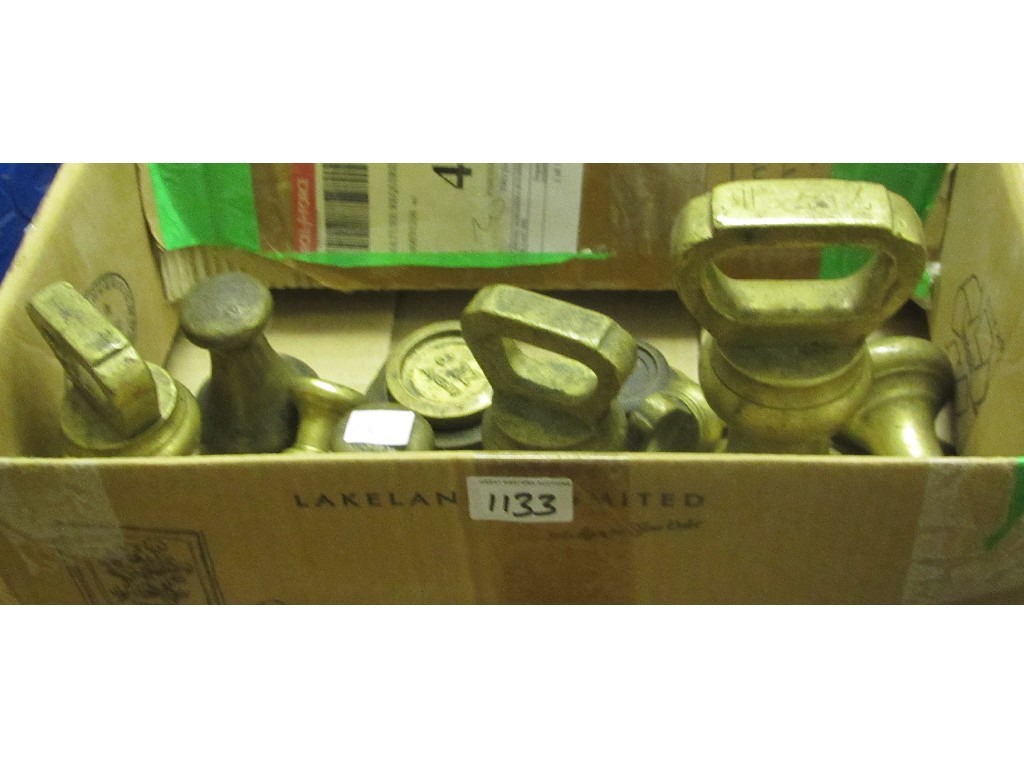 Appraisal: Box of assorted brass weights